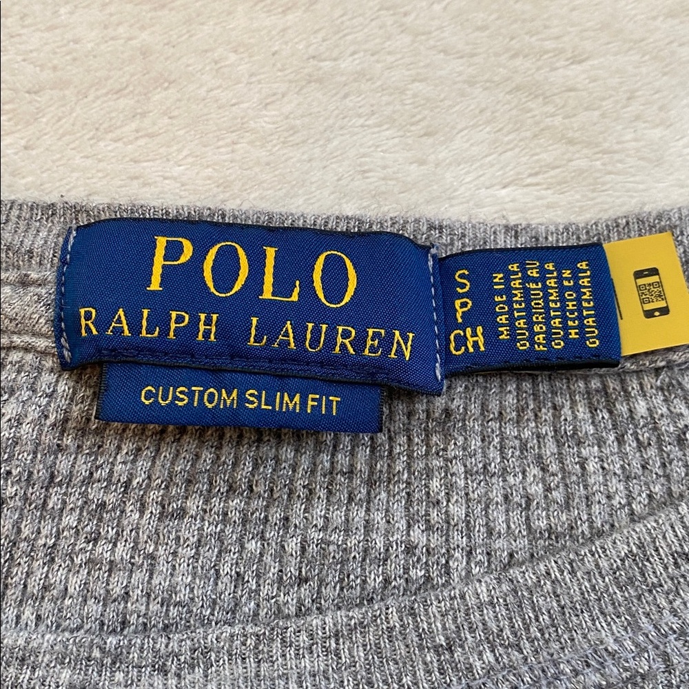 Polo Ralph Lauren gray waffle thermal knit long sleeve tee Sz S - Picture 2 of 5